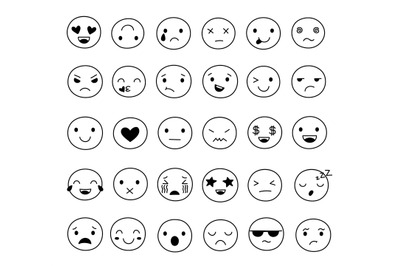 Doodle smile emoticons. Image emoticon&2C; doodling emotional faces. Fun