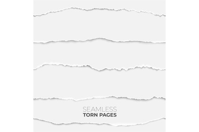 Torn page seamless texture. Paper edge backdrop, grunge rip papers str