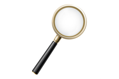 Magnifying glass. 3d magnifier isolated, business detective looking el