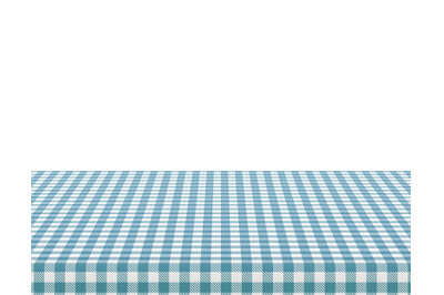 Picnic tablecloth. Retro white blue cloth squares texture. Desk canvas