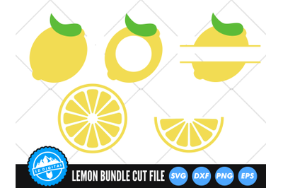 Lemon Bundle SVG | Kawaii Fruit Cut File | Lemon Monogram