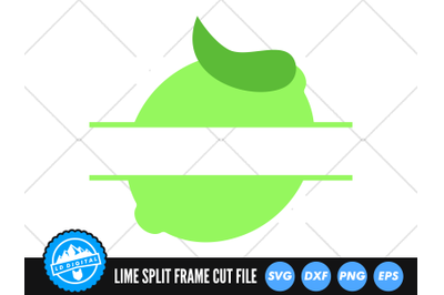 Lime Split Frame SVG | Kawaii Fruit Cut File | Lime Fruit SVG