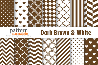 Dark Brown &amp; White Digital Paper - S1121