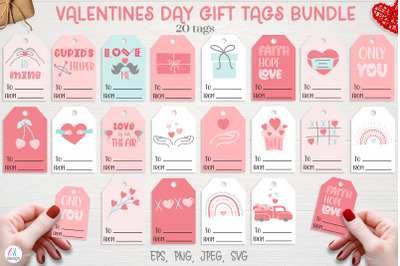 Valentines Day Gift Tags Bundle. 20 designs. Valentine Tags Bundle.