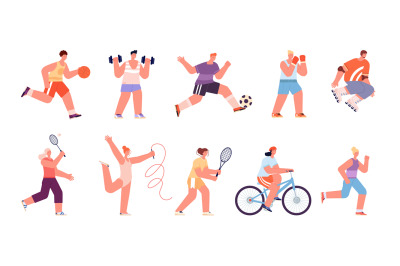 Sport people characters. Healthy women running, professional athlete.