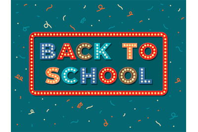 Back to school retro banner. Fun education flyer&2C; restart study sign.