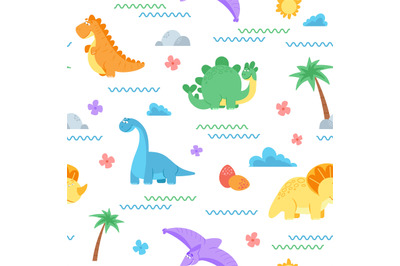 Cute dinosaur pattern. Dino surface, dinosaurs kids fashion textile pr