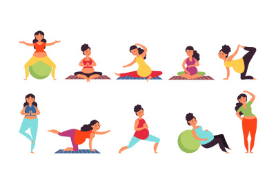 Yoga for pregnant. Pregnancy woman relaxing, pilates or gym exercise.