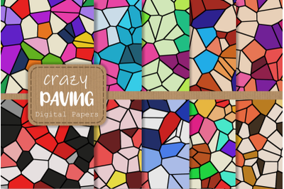 Crazy Paving Stained Glass Mosaic Digital Papers