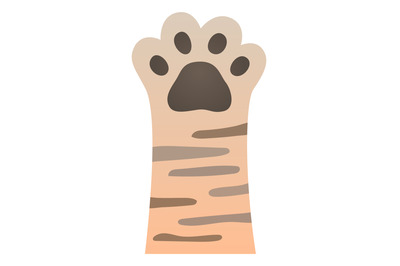 Cartoon striped cat paw. Playing kitten toes