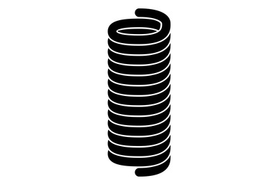 Metal spiral coil spring. Black line icon