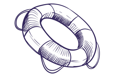 Lifebuoy icon. Safety ring in hand drawn style