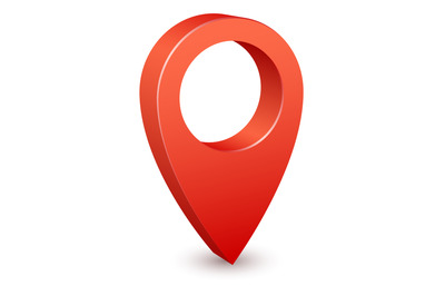 Red geo pin. Destination pointer. Realistic map tag