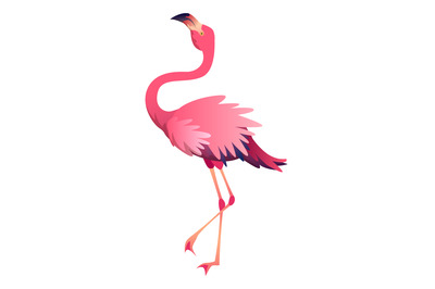 Cute tropical bird. Pink flamingo. Summer symbol