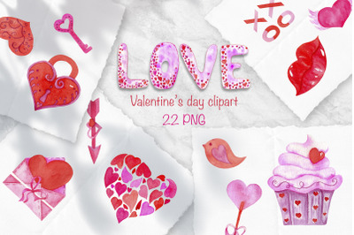 Cute Valentine&#039;s day clipart Love and hearts sublimation png