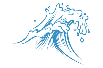 Water splash in hand drawn sketch style. Sea wave
