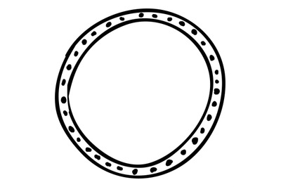 Round doodle frame. Blank circle in vintage hand drawn style