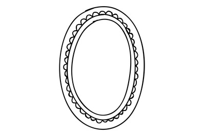 Oval decorative frame in blank line sketchy style