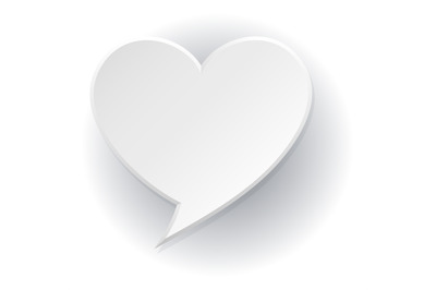 Paper heart speak template. Empty text bubble