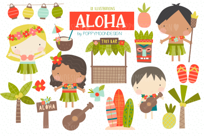 Aloha clipart set