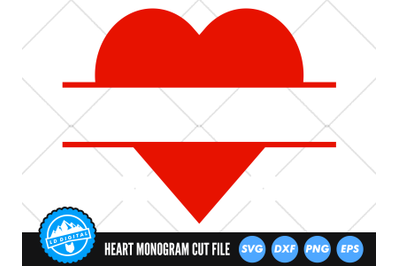 Heart Monogram SVG | Valentines Day Cut File | Heart Split Frame SVG