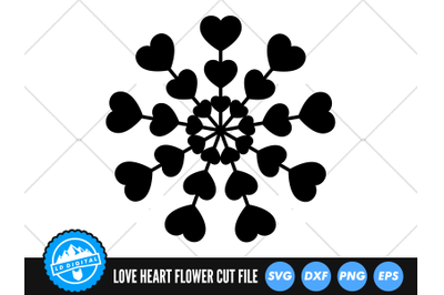 Love Heart Flower SVG | Heart Circle Cut File | Valentines Day SVG