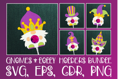 Mardi Gras Gnomes Lollipop Holders Bundle SVG