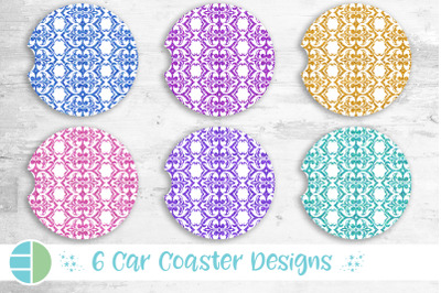 Damask Car Coaster Sublimation Designs