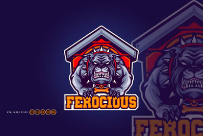 Angry Strong FEROCIOUS Dog Mascot Logo Cartoon