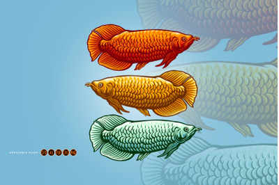 Arowana fish logo vintage colorful