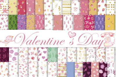 Valentine&#039;s Day Seamless Patterns. 50 JPEG