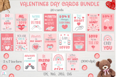 Valentines Day Cards Bundle. 20 designs. Valentines cards SVG.