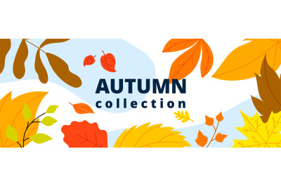 Autumn leaves banner. Isolated leaf&2C; october fall wind and foliage. Th