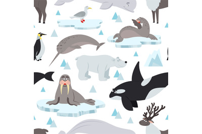 Arctic animals pattern. Children animal antarctic print, north polar w