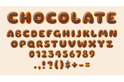 Chocolate ABC. Bakery letters, alphabet letter and number glazed choco