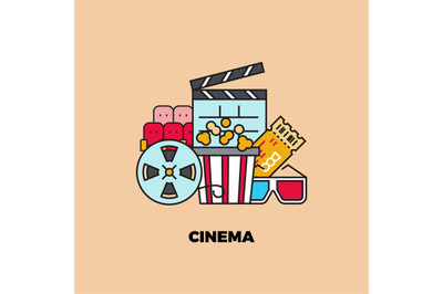 Online cinema. Web movie service concept, internet channel. Line popco