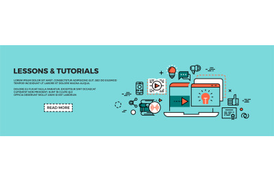 Online training web banner. Remote education&2C; tutorials and courses ap