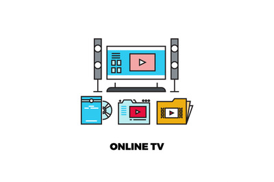 Online tv service. Outline folders, video movie database. Internet ent