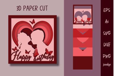 3D postcard 06. Happy birthday. Cut SVG File