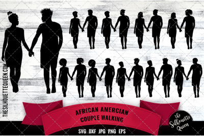 Black Couple Walking SVG