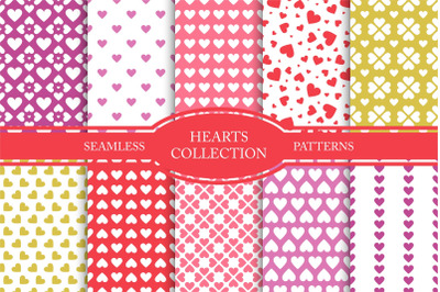 Colorful hearts seamless patterns