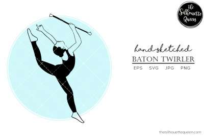 Hand drawn Baton Twirler Vector Sketch