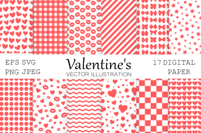 Valentines digital paper. Red digital paper SVG