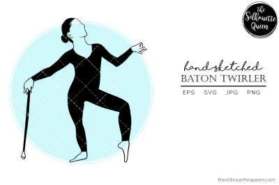 Hand drawn Baton Twirler Vector Sketch