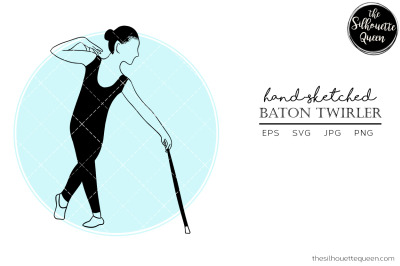 Hand drawn Baton Twirler Vector Sketch