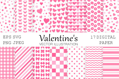 Valentines digital paper. Pink digital paper SVG