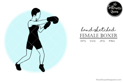 Hand drawn Female Boxer Vector Sketch