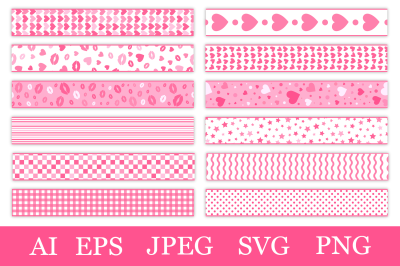 Valentines seamless ribbons. Pink ribbons Valentine template