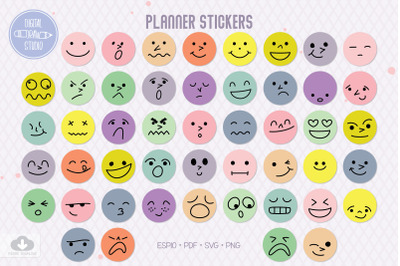Planner Stickers Emotions | DIY Digital &amp; Printable Kawaii Emojis