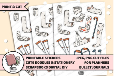 Plaster and Casts Injuries Digital Stickers
